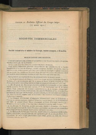 Annexe du Bulletin Officiel du Congo belge. (17 mars 1911.)