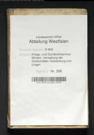 Rektifizierter Ertrag der Domänengefälle in der Grafschaft Lingen