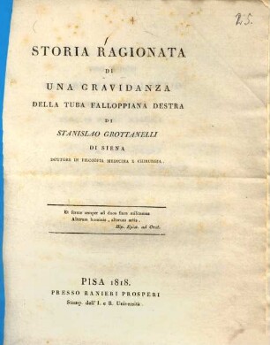 Storia ragionata di una gravidanza della tuba fallopiana destra