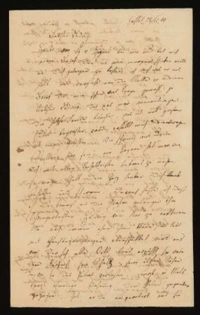 Brief von Johanna Hassenpflug an Ludwig Hassenpflug