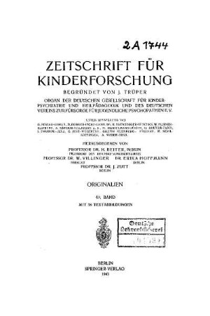 49: Zeitschrift für Kinderforschung - 49.1943