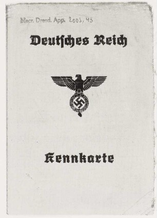 Kennkarte für Eva Klemperer geb. Schlemmer vom 13.12.1940. Vorderseite