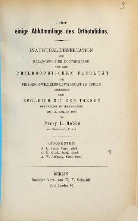 Ueber einige Abkömmlinge des Orthotolidins