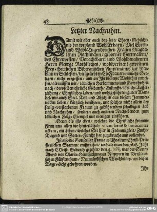 Lebenslauf : Letzter Nachruhm