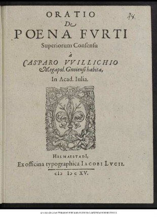 Oratio De Poena Furti