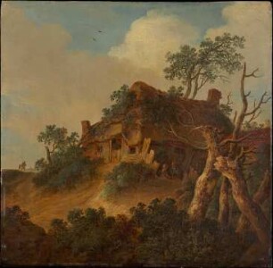 Landschaft mit Bauernhaus auf einem Hügel