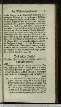 Das dritte Capitel. Von der Würderung vermietheter oder verpachteter Sachen