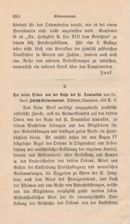 690-691 [Rezension] Kleinermanns, Joseph, Der dritte Orden von der Buße des hl. Dominikus