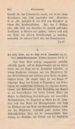 690-691 [Rezension] Kleinermanns, Joseph, Der dritte Orden von der Buße des hl. Dominikus