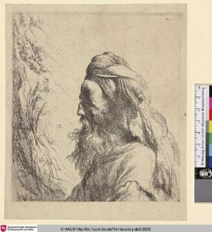 [Brustbild eines bärtigen Orientalen mit Turban; Bust of an bearded oriental man with turban]