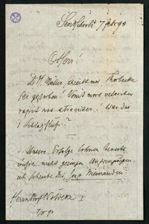 Brief vom 7. Februar 1890