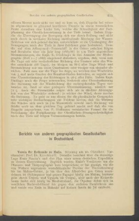 Berichte von anderen geographischen Gesellschaften in Deutschland.