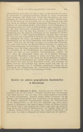 Berichte von anderen geographischen Gesellschaften in Deutschland.