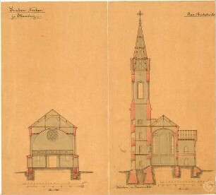Klumpp, Karl F. A.; Ottmaring; Kirchen-Neubau - Querschnitte