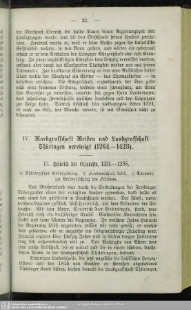 IV. Markgrafschaft Meißen und Landgrafschaft Thüringen vereinigt (1264 - -1423)