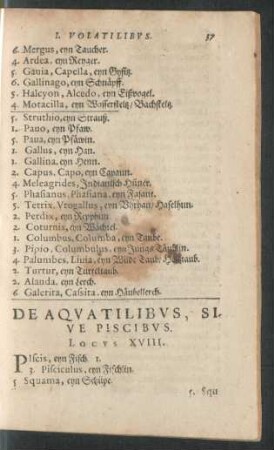 De Aquatilibus, Sive Piscibus. Locus XVIII.