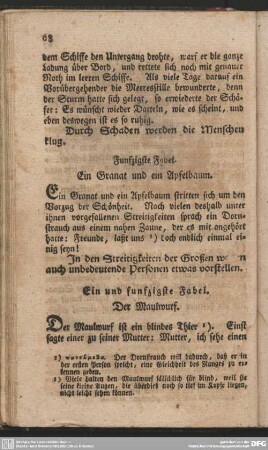 Funfzigste Fabel. Ein Granat und ein Apfelbaum