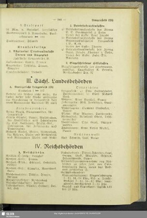 III. Behördenverzeichnis : III. Sächs. Landesbehörden