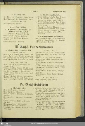III. Behördenverzeichnis : III. Sächs. Landesbehörden