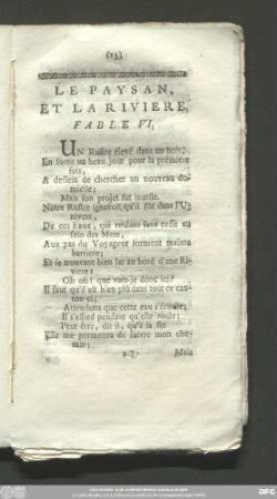 Le Paysan, Et La Riviere. Fable VI.