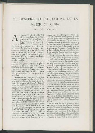 El desarrollo intelectual de la mujer en Cuba.