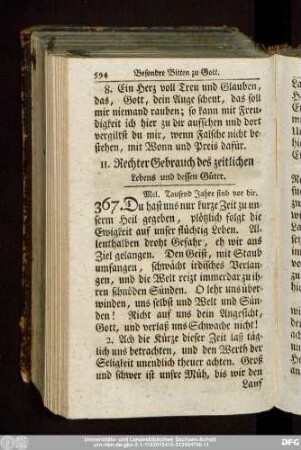 11. Rechter Gebrauch des zeitlichen Lebens und dessen Güter.