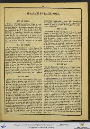 Almanach de l'Agronome.