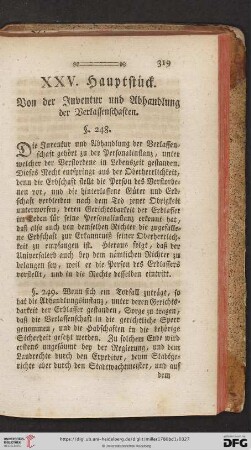 XXV. Hauptstück