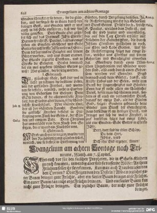 [Evangelium und Epistel am achten Sontage nach Trinitatis]
