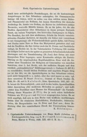 363-365 [Rezension] Koch, Hugo, Cyprianische Untersuchungen