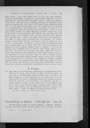Versammlung zu Lübeck. - 1476 Mai 28 - Jun. 20.