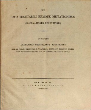 De ovo vegetabili ejusque mutationibus observationes recentiores