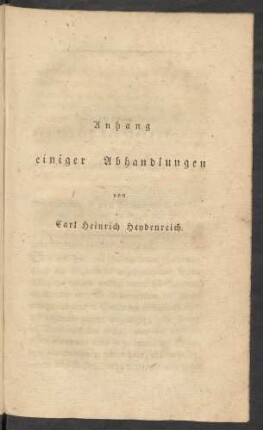 Anhang einiger Abhandlungen von Carl Heinrich Heydenreich