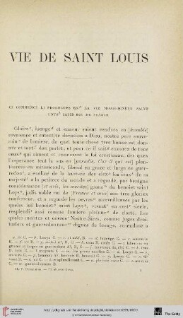 Vie de Saint Louis