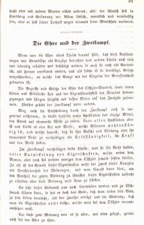 Die Ehre und der Zweikampf.