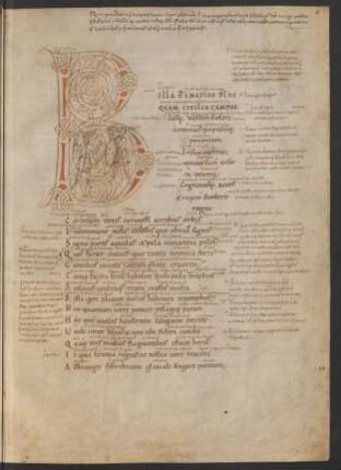 Historisierte Initiale B (Pompeius und Cäsar)