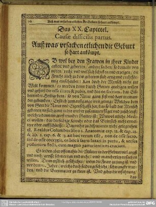 Das XX. Capittel. Causae difficilis partus