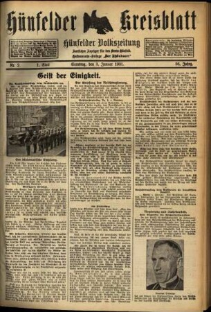 Erste Ausgabe vom Samstag, den 03. Januar 1931.