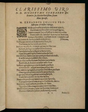 A2r-B2v, Epithalamia et epigrammata in nuptiis secundis ...