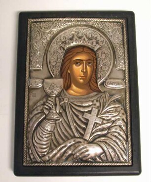 Heilige Barbara mit Krone, Kelch und Kreuz