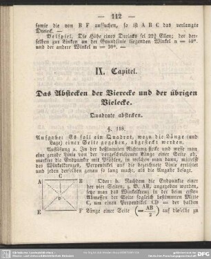 IX. Capitel. Das Abstecken der Vierecke und der übrigen Vielecke