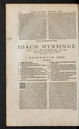 Ioach. Mynsingeri A Frundeck ... Responsorum Iuris Decas IIII.