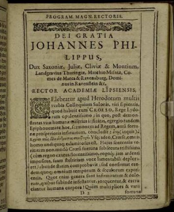 Program. Magn. Rectoris. Dei Gratia [...]