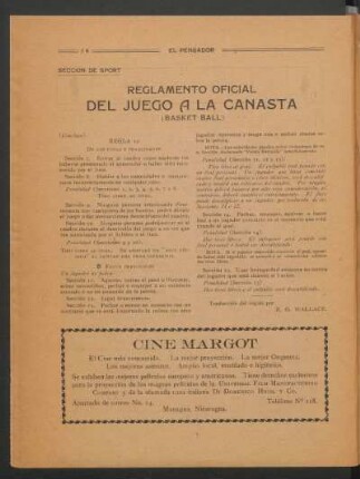 Reglamento oficial del juego a la canasta (basket ball) - (Concluye) : Sección de sport