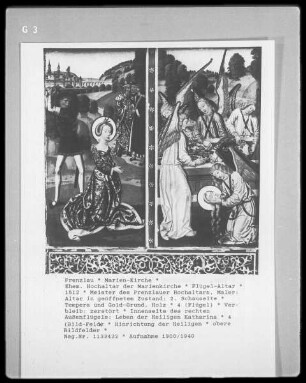 Ehemaliger Hochaltar der Marienkirche — Innenseite des rechten Außenflügels: Leben der Heiligen Katharina — Hinrichtung der Heiligen