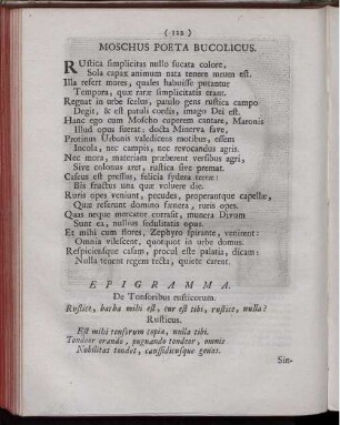 Moschus. [Poeta Bucolicus]. [ ... mit Abbildungsbeschreibung].