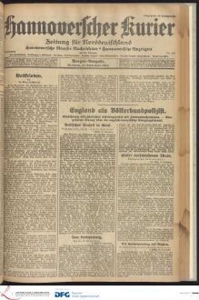 Hannoverscher Kurier : Hannoversches Tageblatt ; Morgenzeitung für Niedersachsen