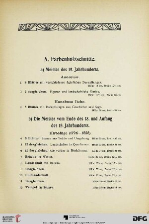 A. Farbenholzschnitte (Nr. 1-263)
