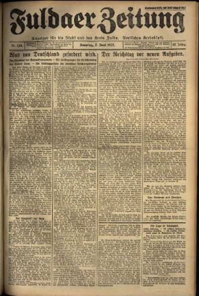 Erste Ausgabe vom Sonntag, den 07. Juni 1925.