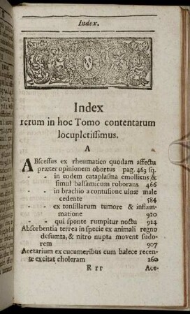Index rerum in hoc Tomo contentarum locupletissimus.